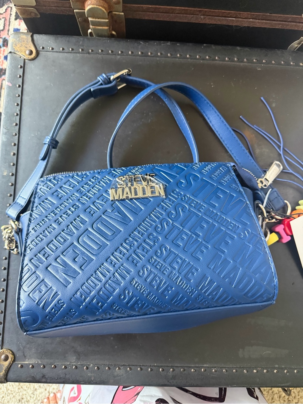 Steve Madden Royal Blue Embossed Logo Satchel